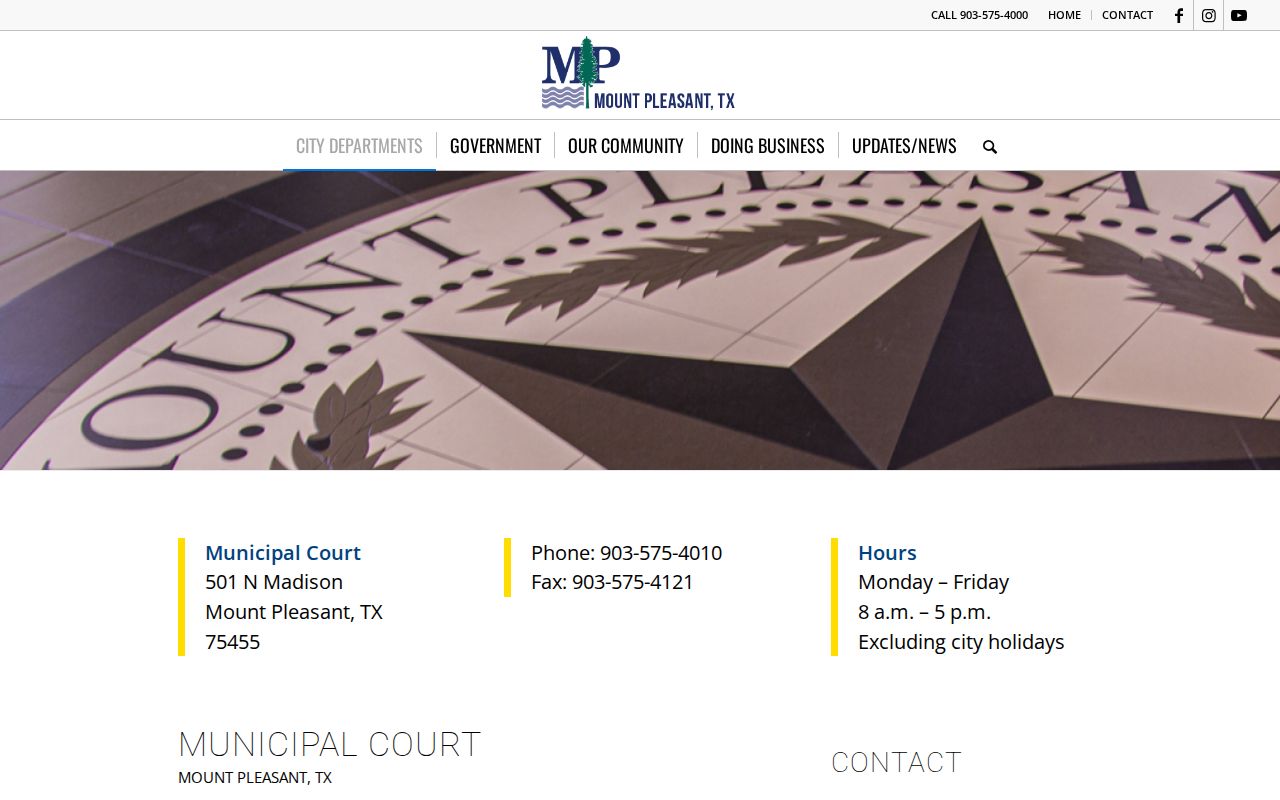 Mount Pleasant municipal court case records in Titus County