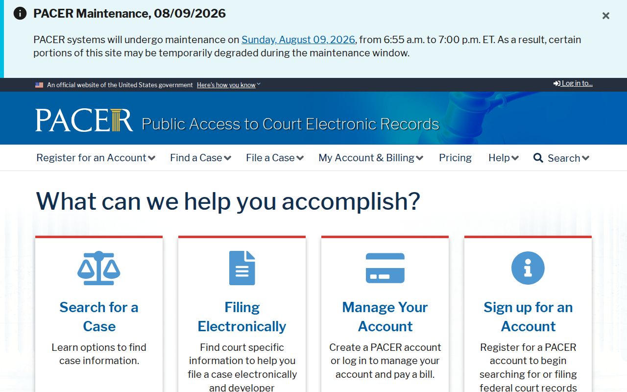 PACER federal court case search for matters involving Titus County