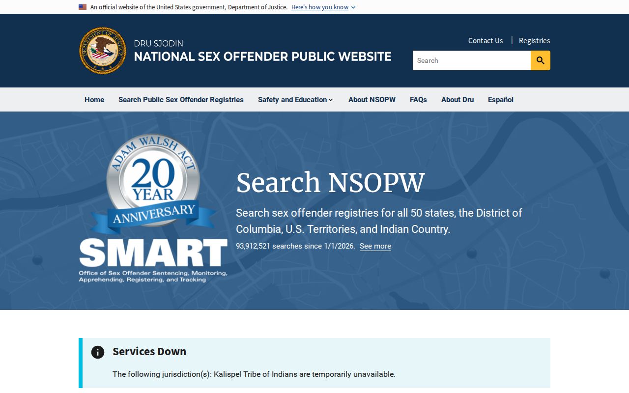 NSOPW national search used with Titus County sex offender records