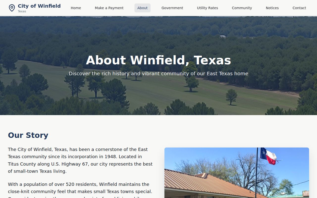 Winfield municipal building in Titus County registry notification context