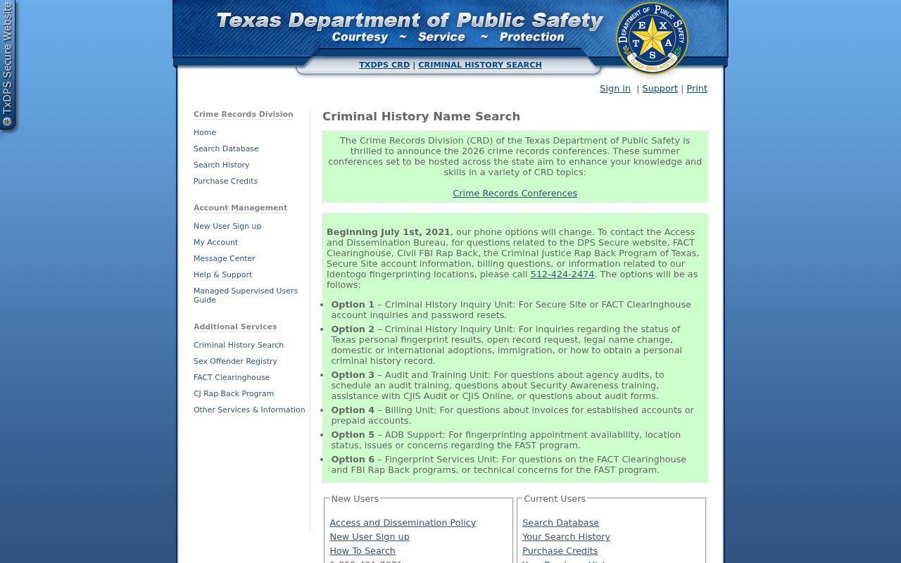 Titus County criminal record name matching instructions