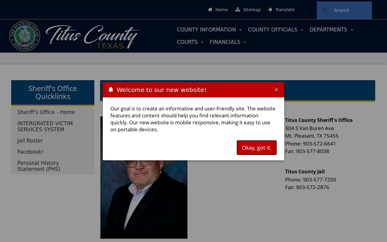 Titus County criminal records sheriff and jail contacts